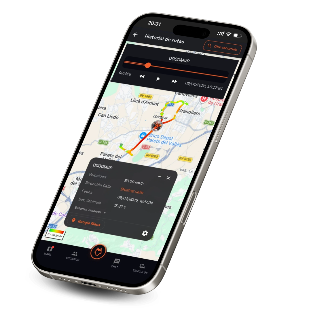 App LOBBO - Historial de ruta