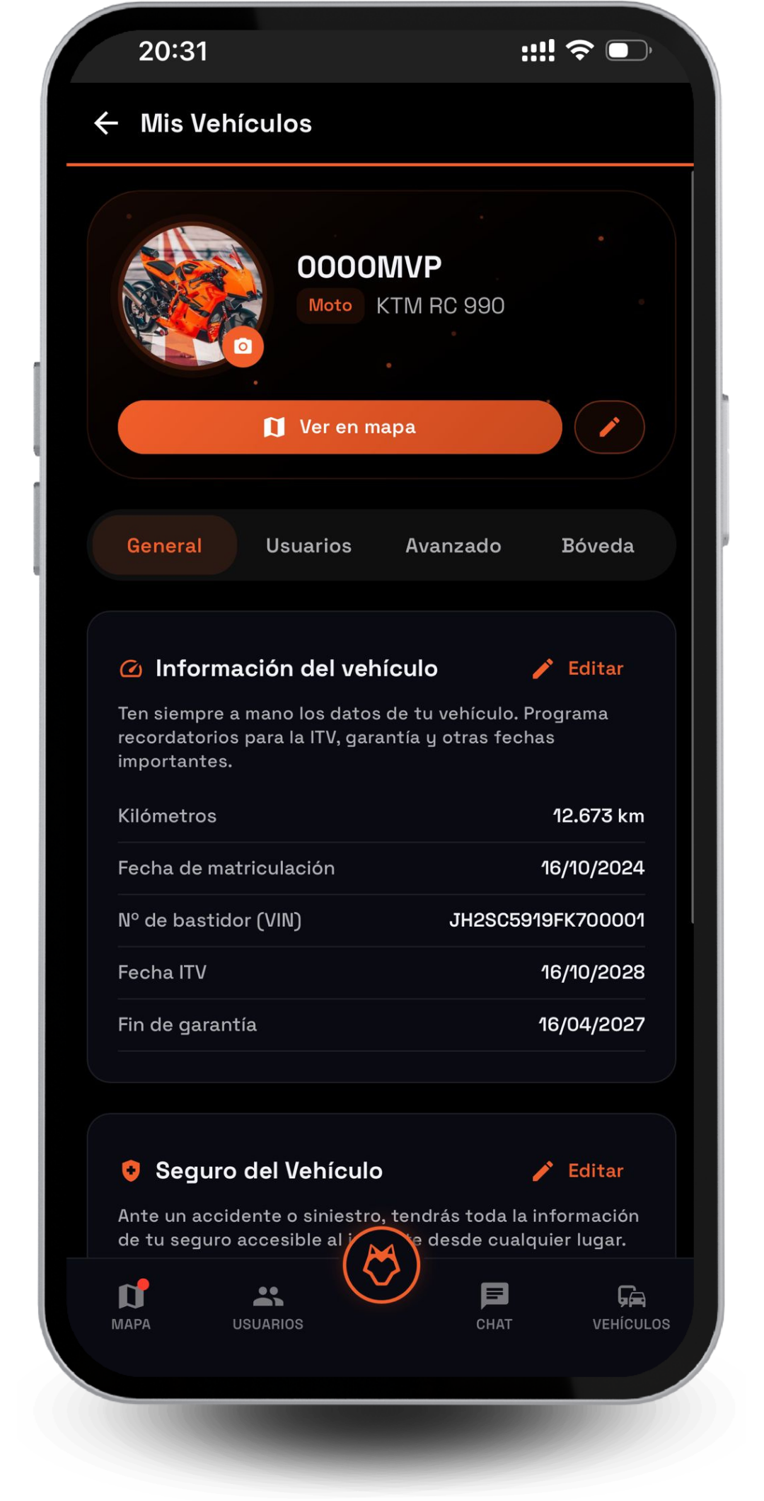 App LOBBO - Ficha de vehículo